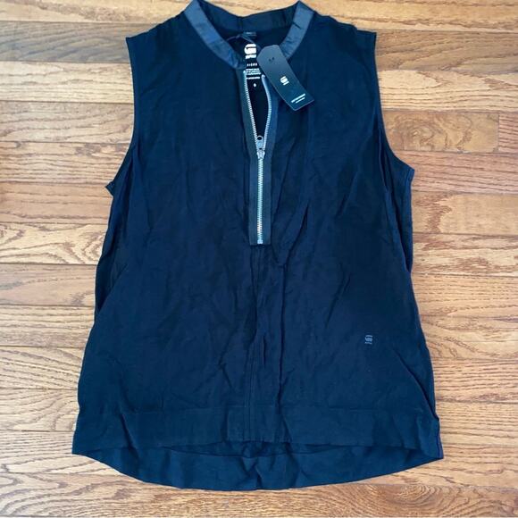 New! G-Star Raw $130 Womens Boyfriend Zip Black Tank Small NWT - Picture 2 of 14